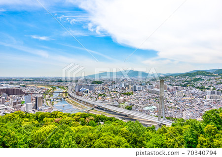 [Osaka] Fresh green cityscape seen from Satsukiyama, Ikeda City 70340794