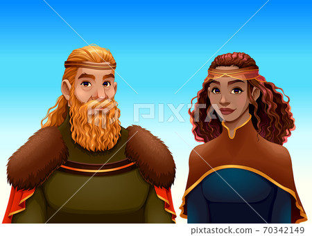 Cartoon portrait of a king and a queen Cartoon portrait of a king and a queen 70342149