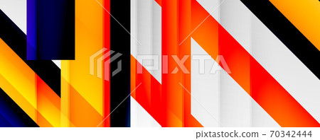 Geometric abstract backgrounds with shadow lines, modern forms, rectangles, squares and fluid gradients. Bright colorful stripes cool backdrops 70342444
