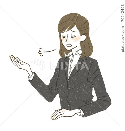 A woman in a suit sighing A woman in a suit sighing 70342498