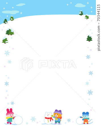 Bears, rabbits, mice / frames playing in the snow Bears, rabbits, mice / frames playing in the snow 70344115