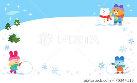 Bears, rabbits, mice / frames playing in the snow Bears, rabbits, mice / frames playing in the snow 70344116