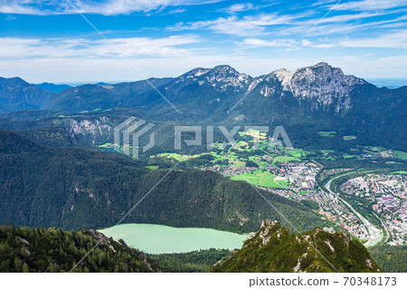 View from the mountain Prediktstuhl in the Berchtesgaden Alps, Germany View from the mountain Prediktstuhl in the Berchtesgaden Alps, Germany 70348173