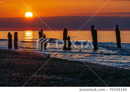 Baltic Sea coast in the evening in Kuehlungsborn, Germany 70348184