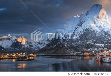 sunrise in Reine Village, Lofoten Islands, Norway 70348357