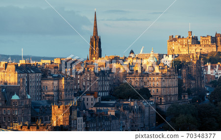 Edinburgh city skyline from Calton Hill., United Kingdom 70348377