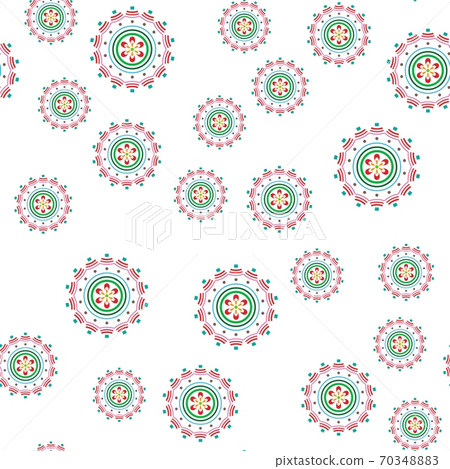 Abstract flowers in circles on a white background. 70348883