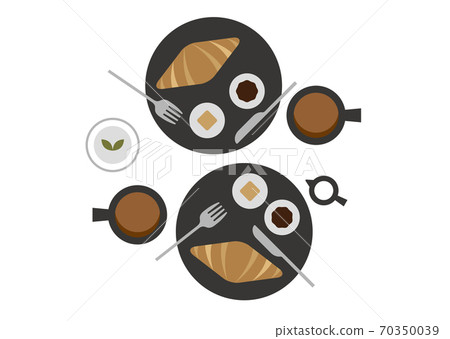 Croissant breakfast image illustration on a plate 70350039