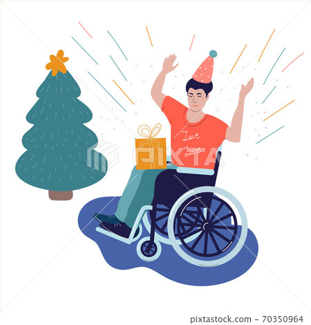 Disabled in a wheelchair celebrates new year Disabled in a wheelchair celebrates new year 70350964