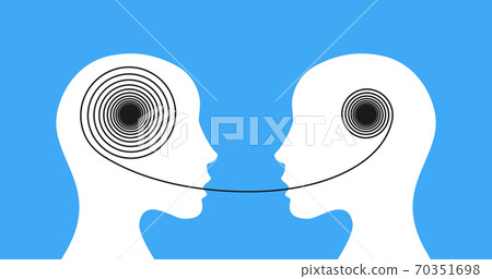Female head with a thread between them Female head with a thread between them 70351698