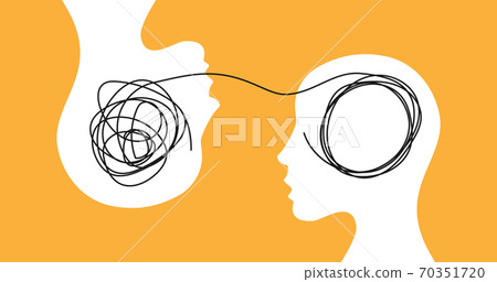Female head with a thread between them 70351720