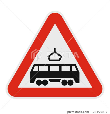 Railroad crossing icon, flat style. Railroad crossing icon, flat style. 70353007