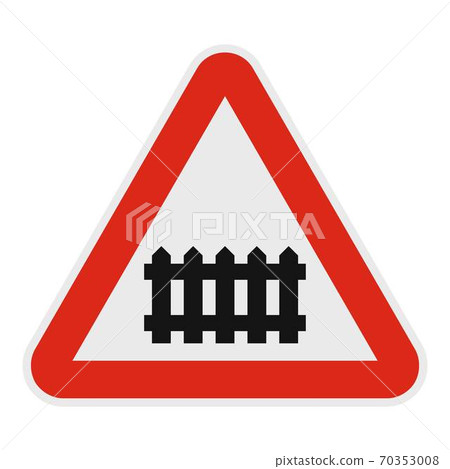 Railroad crossing with a barrier icon, flat style. Railroad crossing with a barrier icon, flat style. 70353008