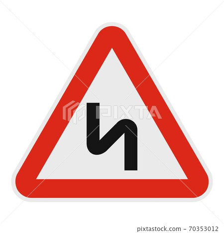 Dangerous turn right icon, flat style. Dangerous turn right icon, flat style. 70353012