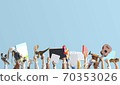 Children are holding books, toys, and a keyboard. Educational concept 70353026