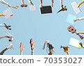 Children are holding books, toys, and a keyboard. Educational concept 70353027