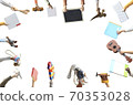 Children are holding books, toys, and a keyboard. Educational concept 70353028