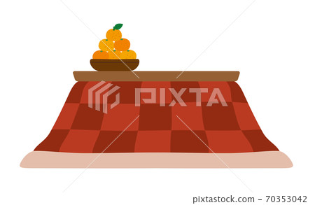 Red kotatsu and mandarin oranges Japanese... - Stock Illustration ...