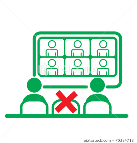 Office employees at hybrid meeting maintaining social distance during covid 19 disease pandemia Office employees at hybrid meeting maintaining social distance during covid 19 disease pandemia 70354718