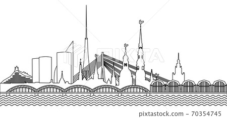 Riga Old Town Skyline during sunset time Riga Old Town Skyline during sunset time 70354745