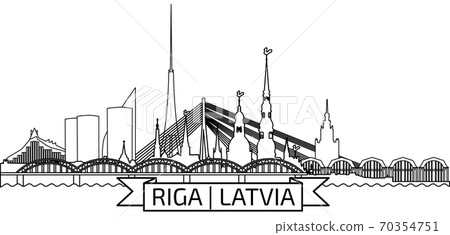 Riga Old Town Skyline during sunset time Riga Old Town Skyline during sunset time 70354751