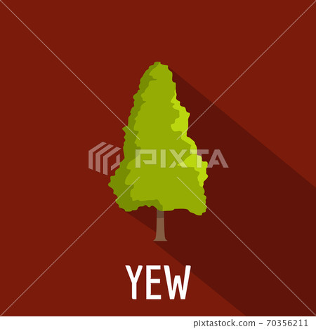 Yew tree icon, flat style 70356211