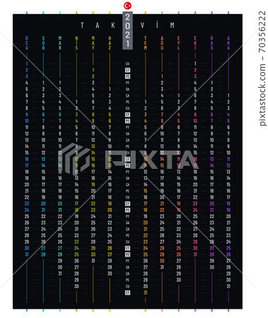 Turkish Linear Poster Calendar 2021 Design Dark Version 70356222