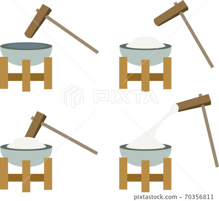 插圖素材Mochitsuki Ishiusu新年傳統活動矢量 插圖素材Mochitsuki Ishiusu新年傳統活動矢量 70356811