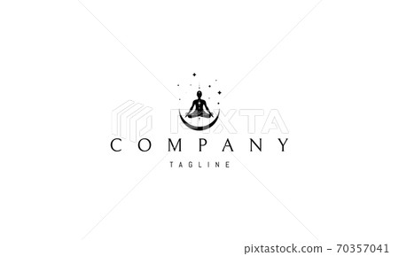 Vector logo on which an abstract image of a meditating person with the moon from below. Vector logo on which an abstract image of a meditating person with the moon from below. 70357041
