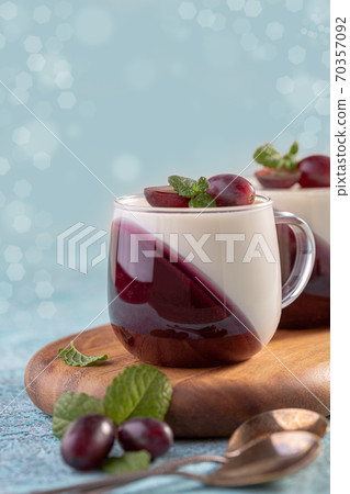 Vanilla berry Panna cotta.Traditional Italian dessert. 70357092