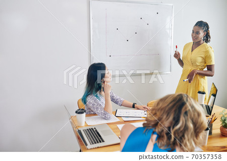 Business lady talking to managers 70357358