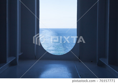 Ship's Wake.  The view from a ship's stern as it travels across the ocean. 70357771