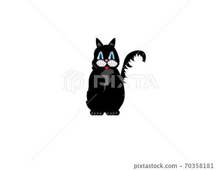 Cartoon image of black cat on white background Cartoon image of black cat on white background 70358181