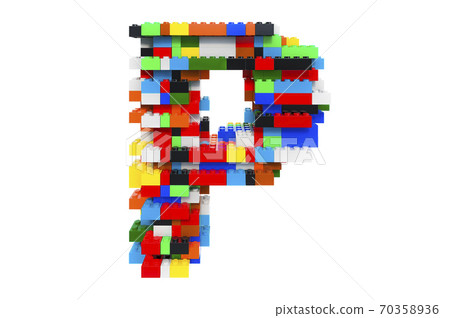 Letter P from colorful building toy blocks, 3D rendering Letter P from colorful building toy blocks, 3D rendering 70358936
