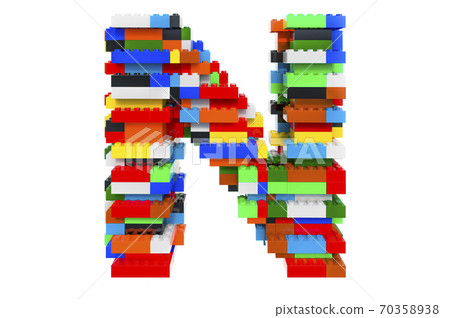 Letter N from colorful building toy blocks, 3D rendering Letter N from colorful building toy blocks, 3D rendering 70358938