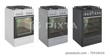 Set Of Freestanding Gas Ranges With Oven Side Stock Illustration 70359420 Pixta