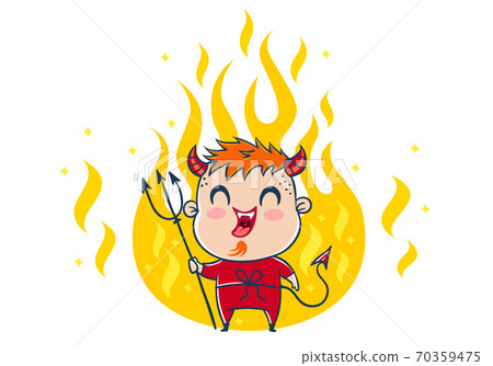 Devil in the fire in kawaii style 70359475