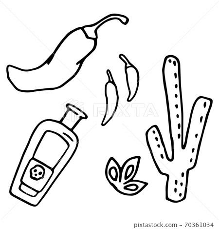 Tequila and cactus on white isolated backdrop - Stock Illustration