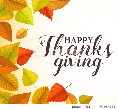 Thanks Giving greeting card with autumn leaves - Stock Illustration ...