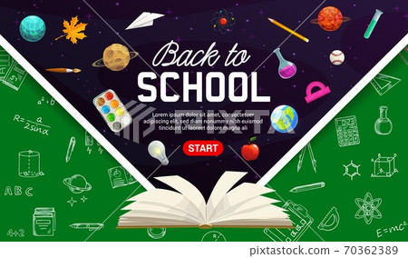 Back to school chalkboard vector web banner - Stock Illustration ...