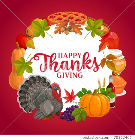 Happy Thanks Giving vector round frame, greeting Happy Thanks Giving vector round frame, greeting 70362465