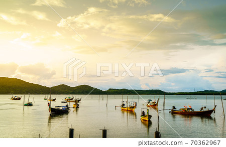 Boats at fishing village in Thailand 70362967