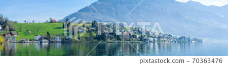 Panoramic view of cityscape of Lucerne lake in daylight ,Switzerland Panoramic view of cityscape of Lucerne lake in daylight ,Switzerland 70363476