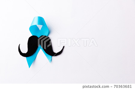 Black mustache paper and light blue ribbon Black mustache paper and light blue ribbon 70363681