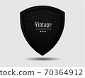 Vector metal shield with dark black Geometric grid carbon fiber texture background 70364912