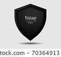 Vector metal shield with dark black Geometric grid carbon fiber texture background 70364913