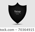 Vector metal shield with dark black Geometric grid carbon fiber texture background 70364915
