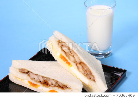 Chicken egg sandwich and milk 70365409
