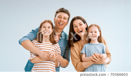 Happy family on white background. 70366603