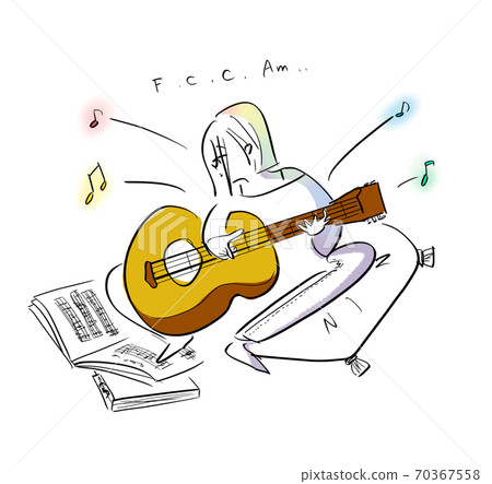 Woman practicing guitar 70367558